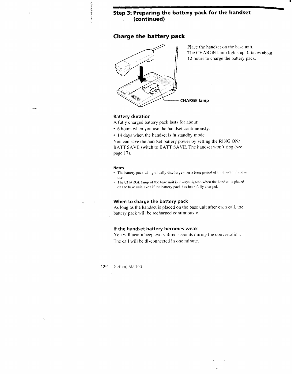 Charge the battery pack | Sony SPP-AQ500 User Manual | Page 12 / 84