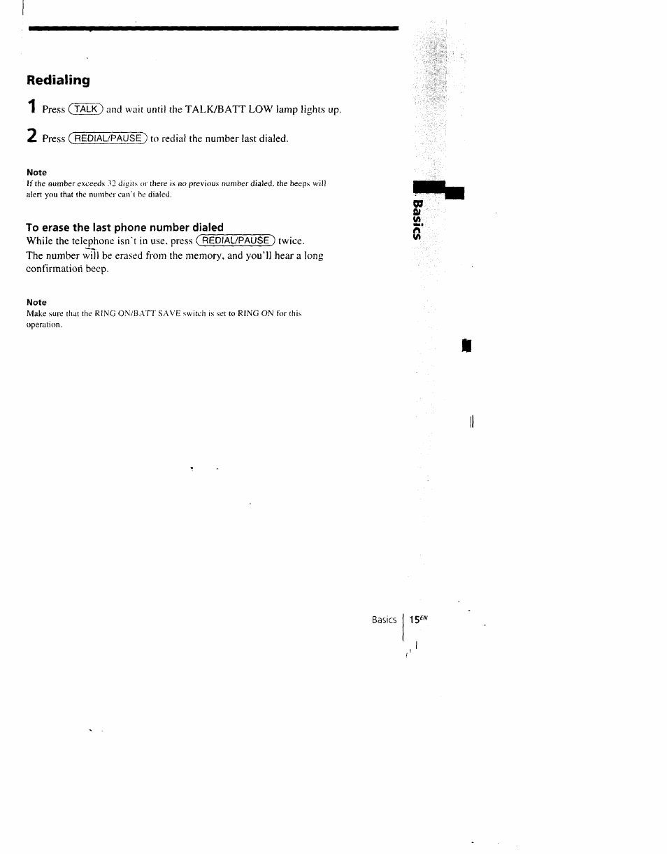 Redialing | Sony SPP-AQ500 User Manual | Page 15 / 84