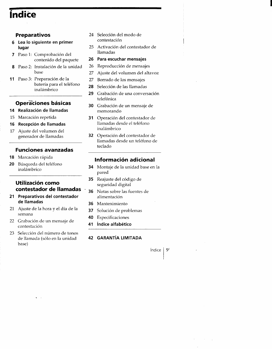 Índice | Sony SPP-AQ500 User Manual | Page 46 / 84