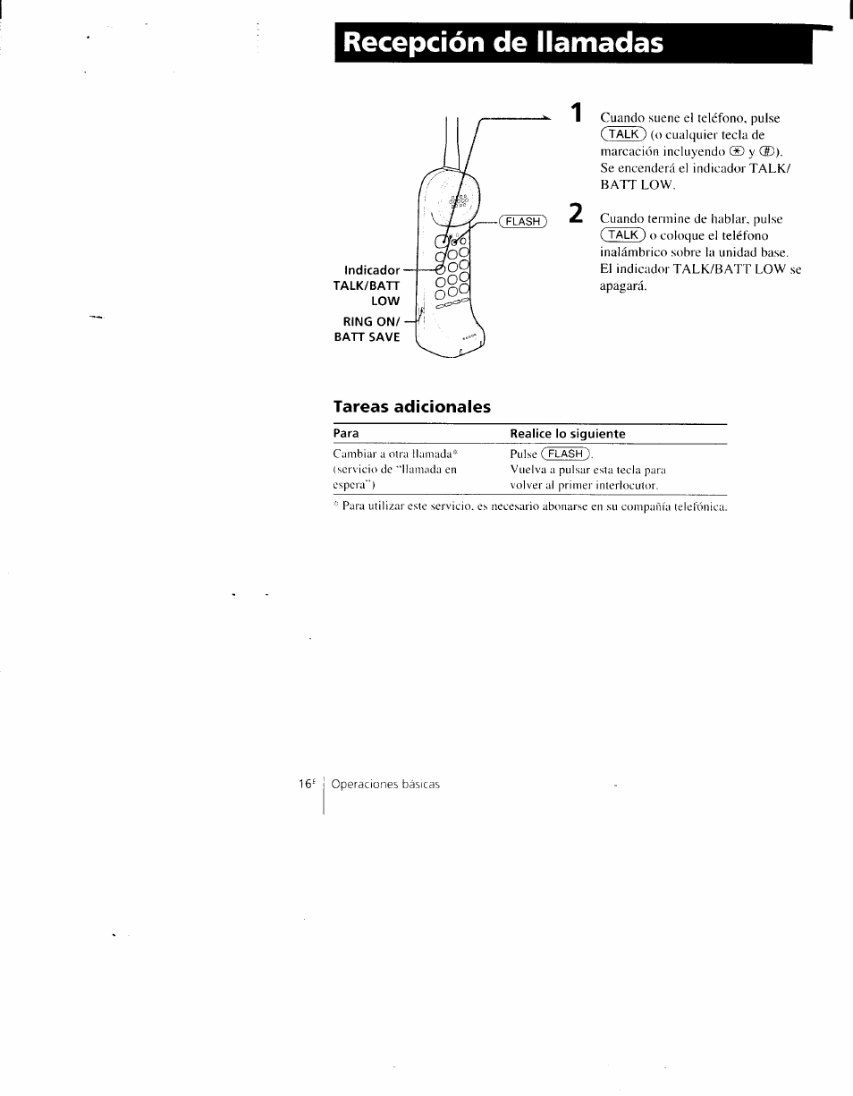 Recepción de llamadas, Tareas adicionales | Sony SPP-AQ500 User Manual | Page 57 / 84