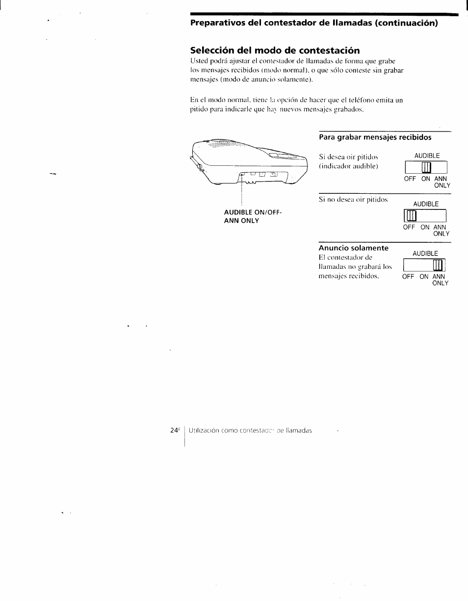 Selección del modo de contestación | Sony SPP-AQ500 User Manual | Page 65 / 84