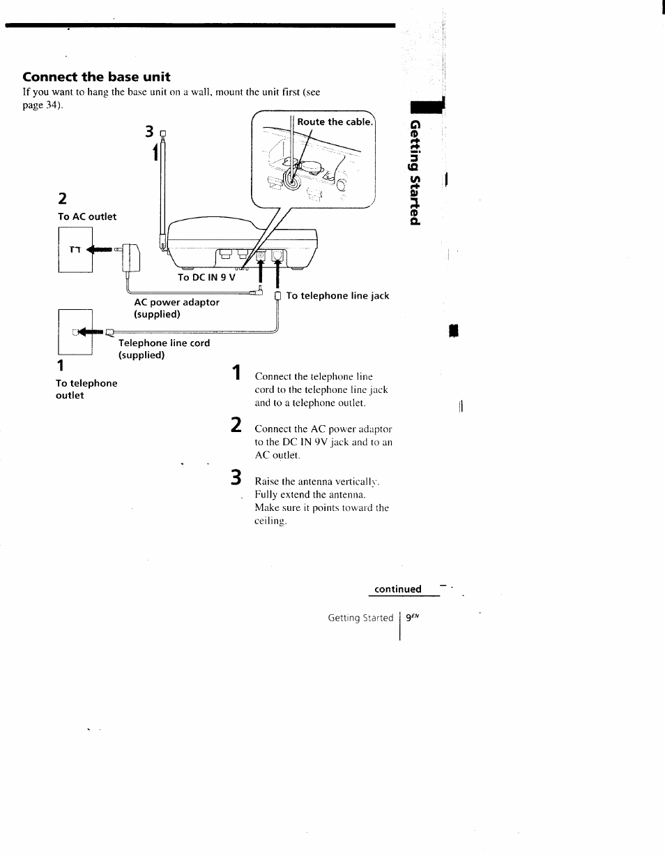 Connect the base unit | Sony SPP-AQ500 User Manual | Page 9 / 84