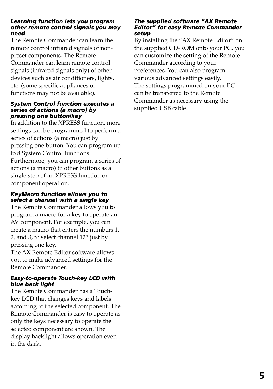 Sony RM-AX4000A User Manual | Page 5 / 96