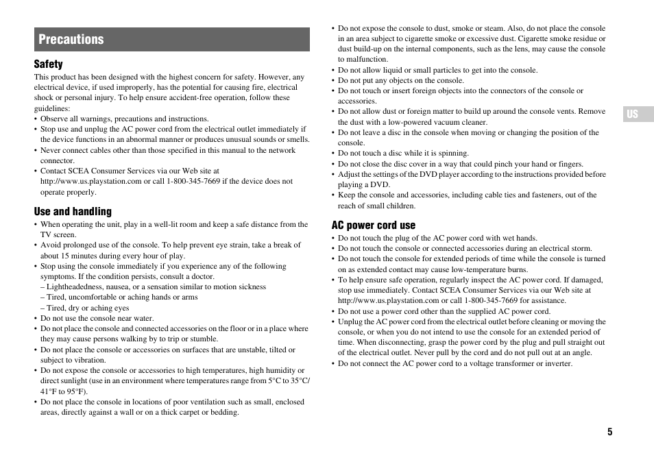 Precautions | Sony Playstation 2 SCPH-90001 User Manual | Page 5 / 68