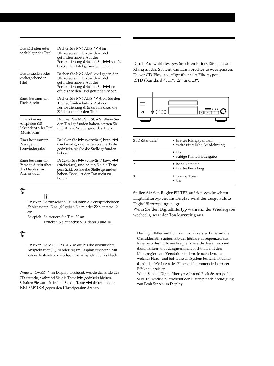 Anpassen des klangs (digitalfilterfunktion), Wiedergeben von cds | Sony CDP-XB740 User Manual | Page 51 / 84