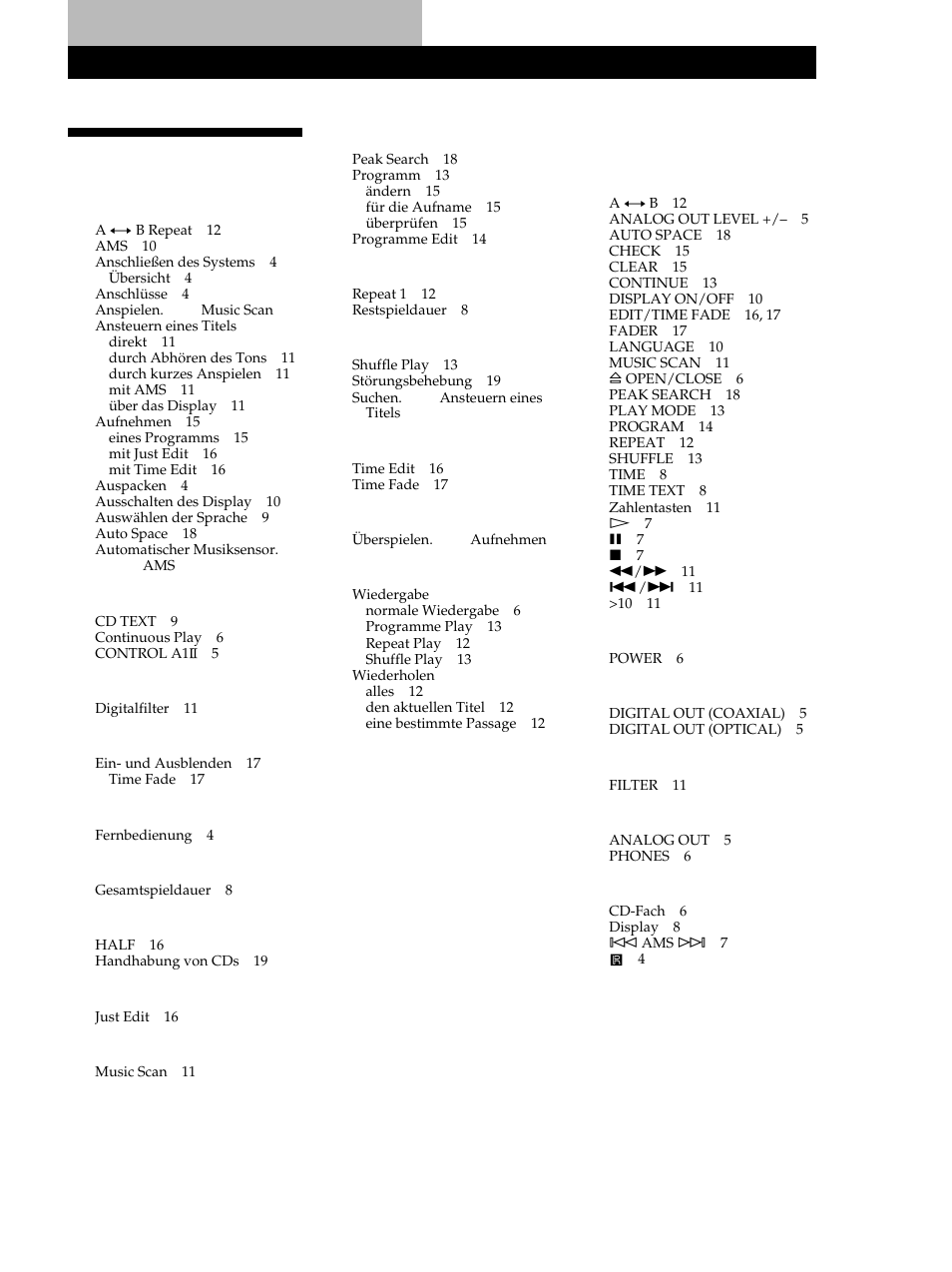 Index | Sony CDP-XB740 User Manual | Page 61 / 84