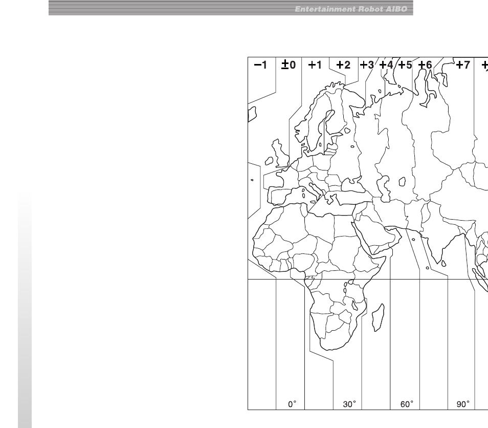 Tableau des fuseaux horaires | Sony AIBO ERA-210P1 User Manual | Page 62 / 96