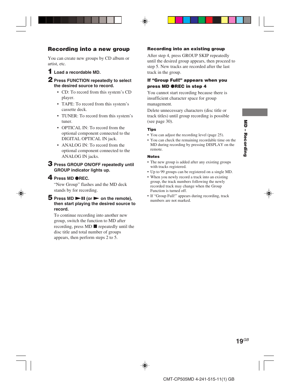 Sony CMT-CP505MD User Manual | Page 19 / 68