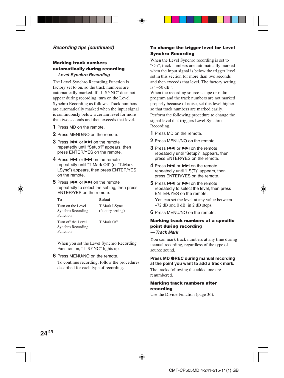 Sony CMT-CP505MD User Manual | Page 24 / 68
