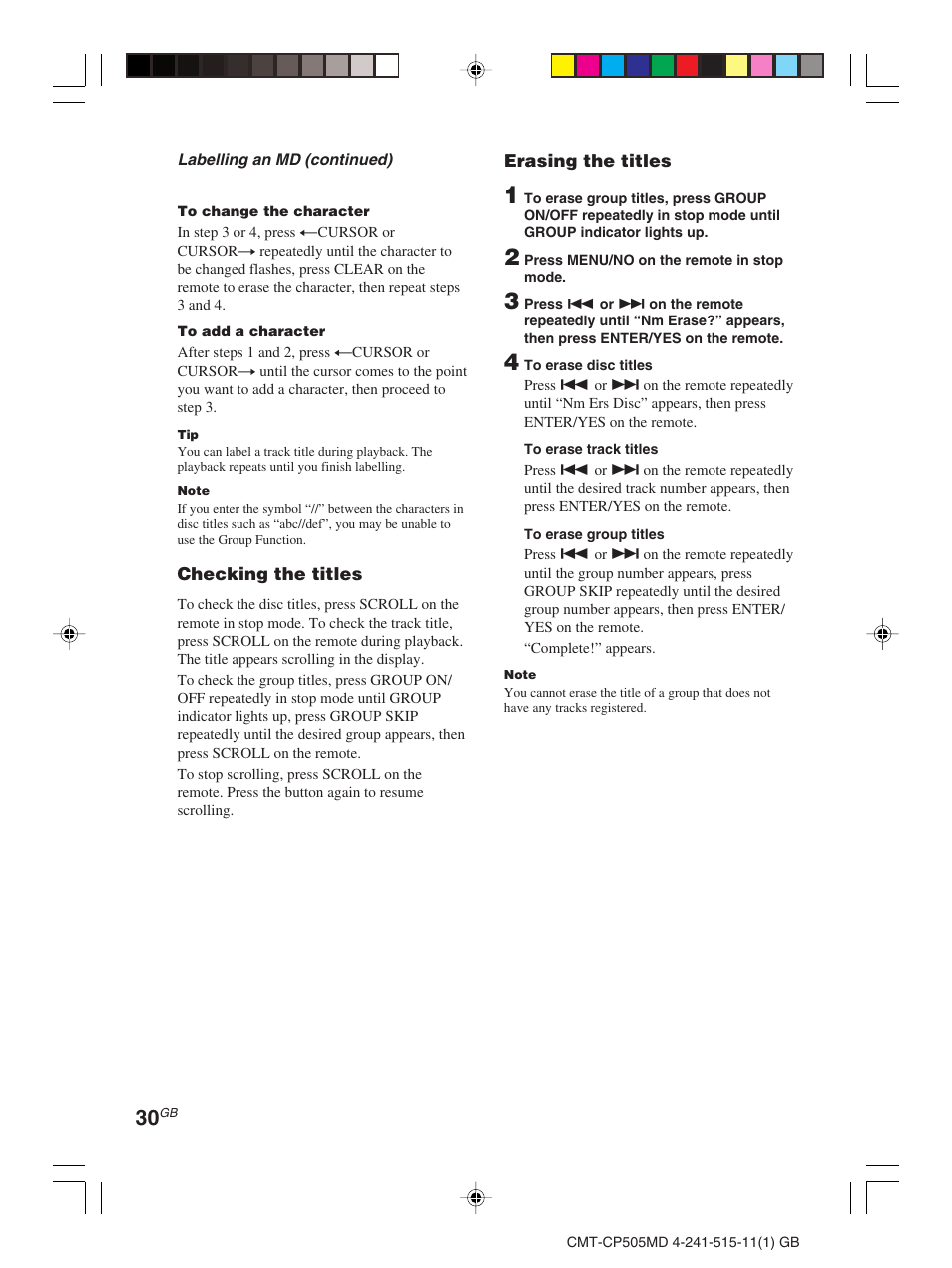 Sony CMT-CP505MD User Manual | Page 30 / 68