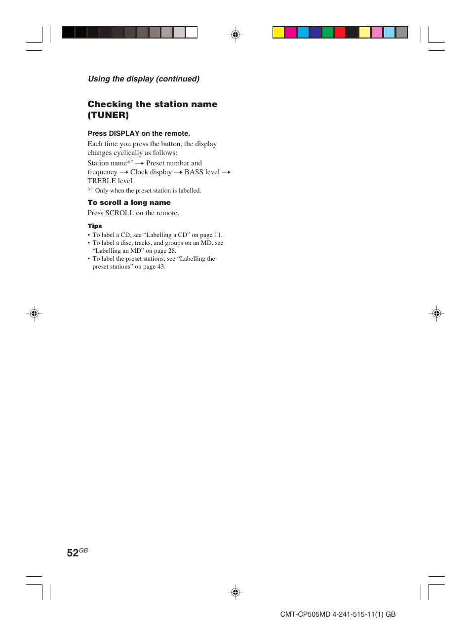 Sony CMT-CP505MD User Manual | Page 52 / 68
