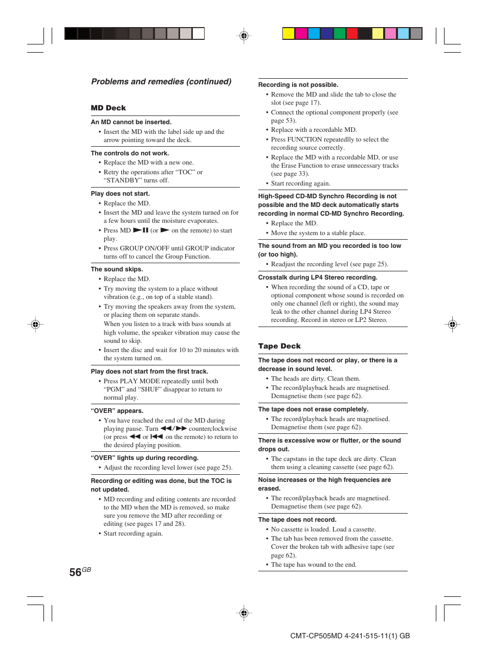 Sony CMT-CP505MD User Manual | Page 56 / 68