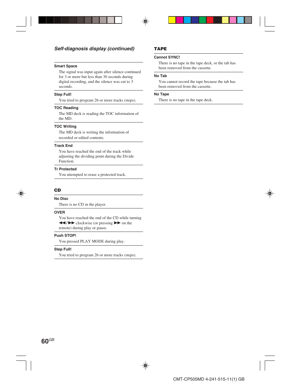Sony CMT-CP505MD User Manual | Page 60 / 68