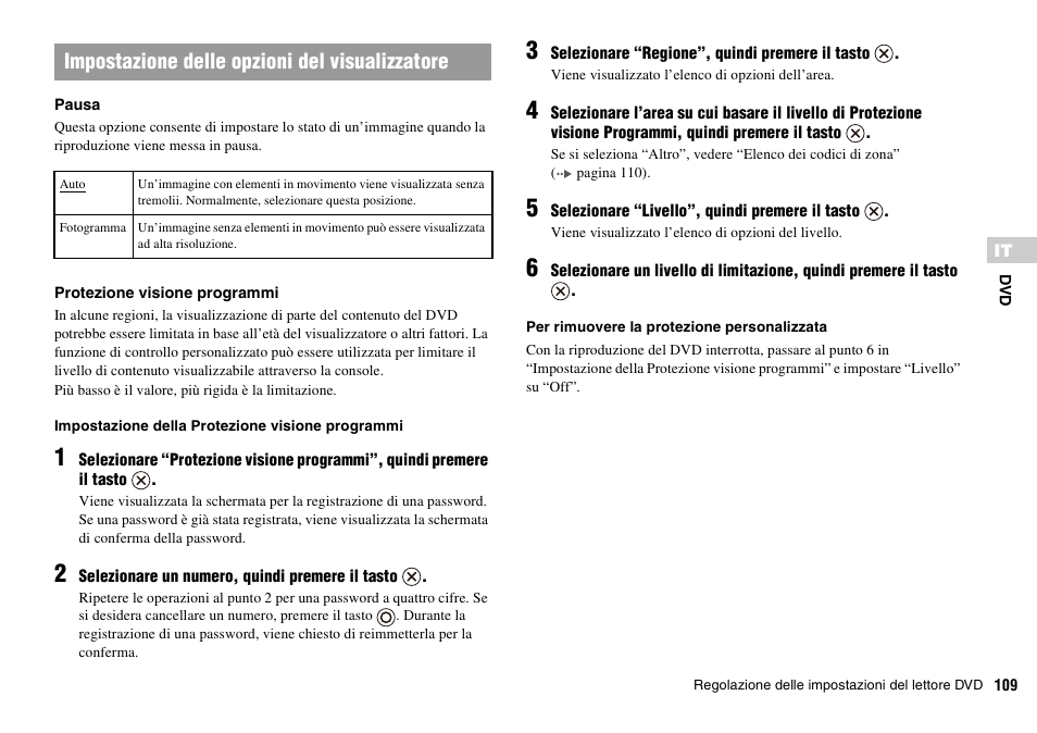 Impostazione delle opzioni del visualizzatore | Sony PLAYSTATION 2 SCPH-90004 User Manual | Page 109 / 166