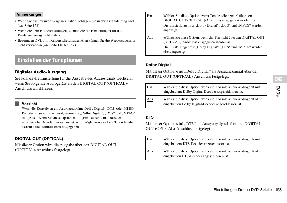 Einstellen der tonoptionen | Sony PLAYSTATION 2 SCPH-90004 User Manual | Page 153 / 166