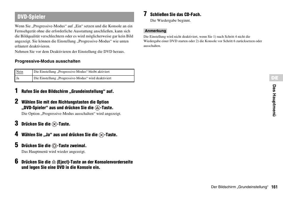 Seite 161), Dvd-spieler | Sony PLAYSTATION 2 SCPH-90004 User Manual | Page 161 / 166