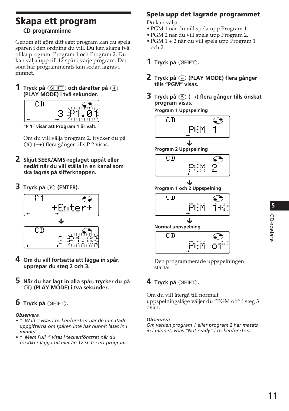 Skapa ett program | Sony CDX-C780R User Manual | Page 119 / 144