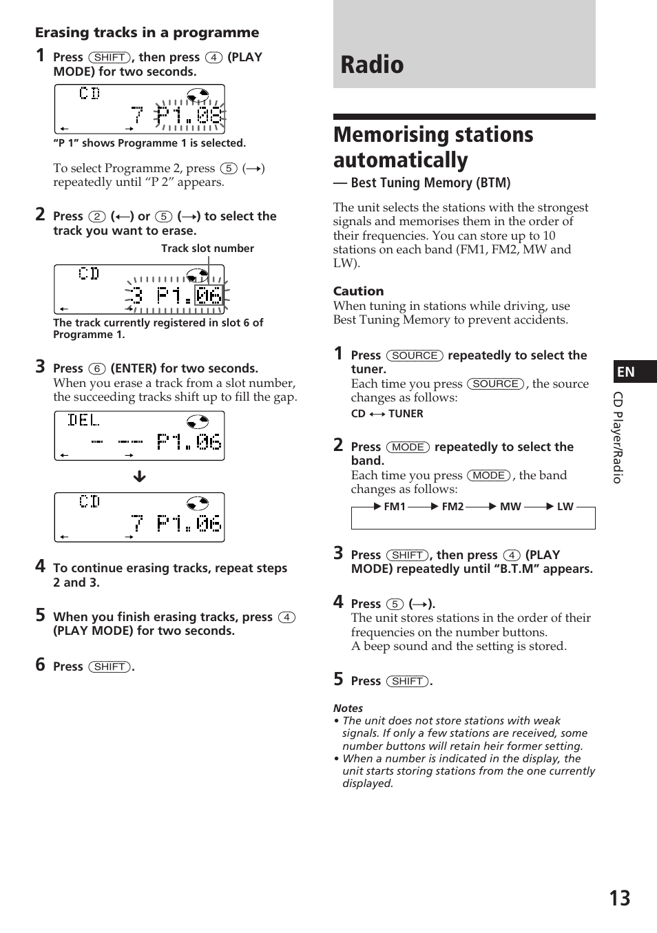 Radio | Sony CDX-C780R User Manual | Page 13 / 144