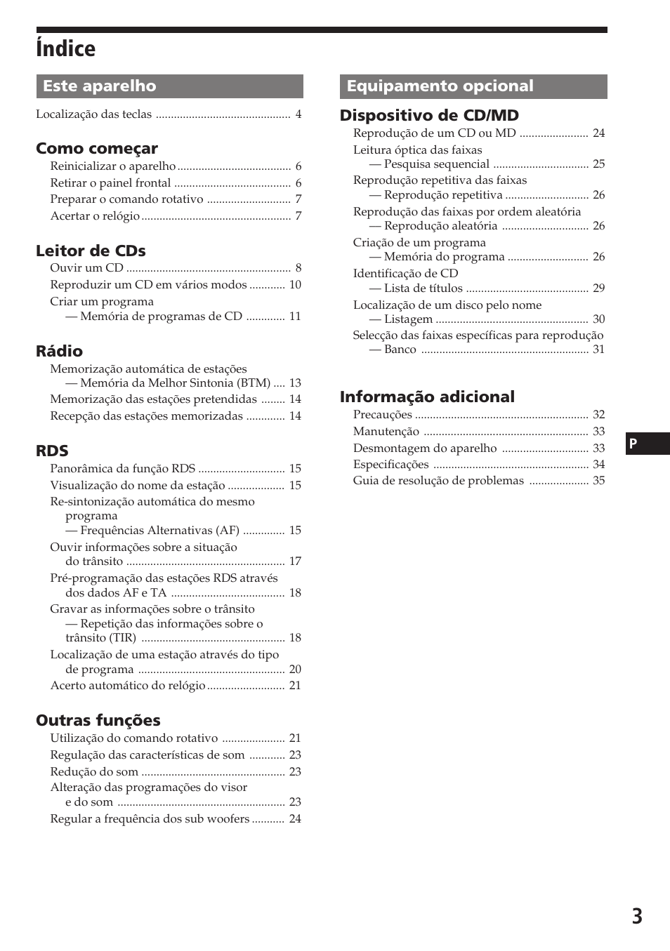 Índice | Sony CDX-C780R User Manual | Page 75 / 144