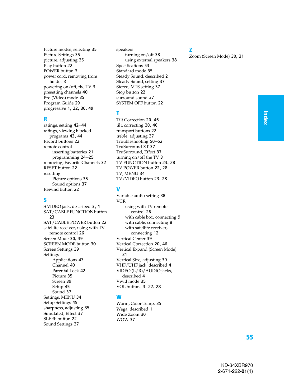 Sony KD-34XBR970 User Manual | Page 62 / 64