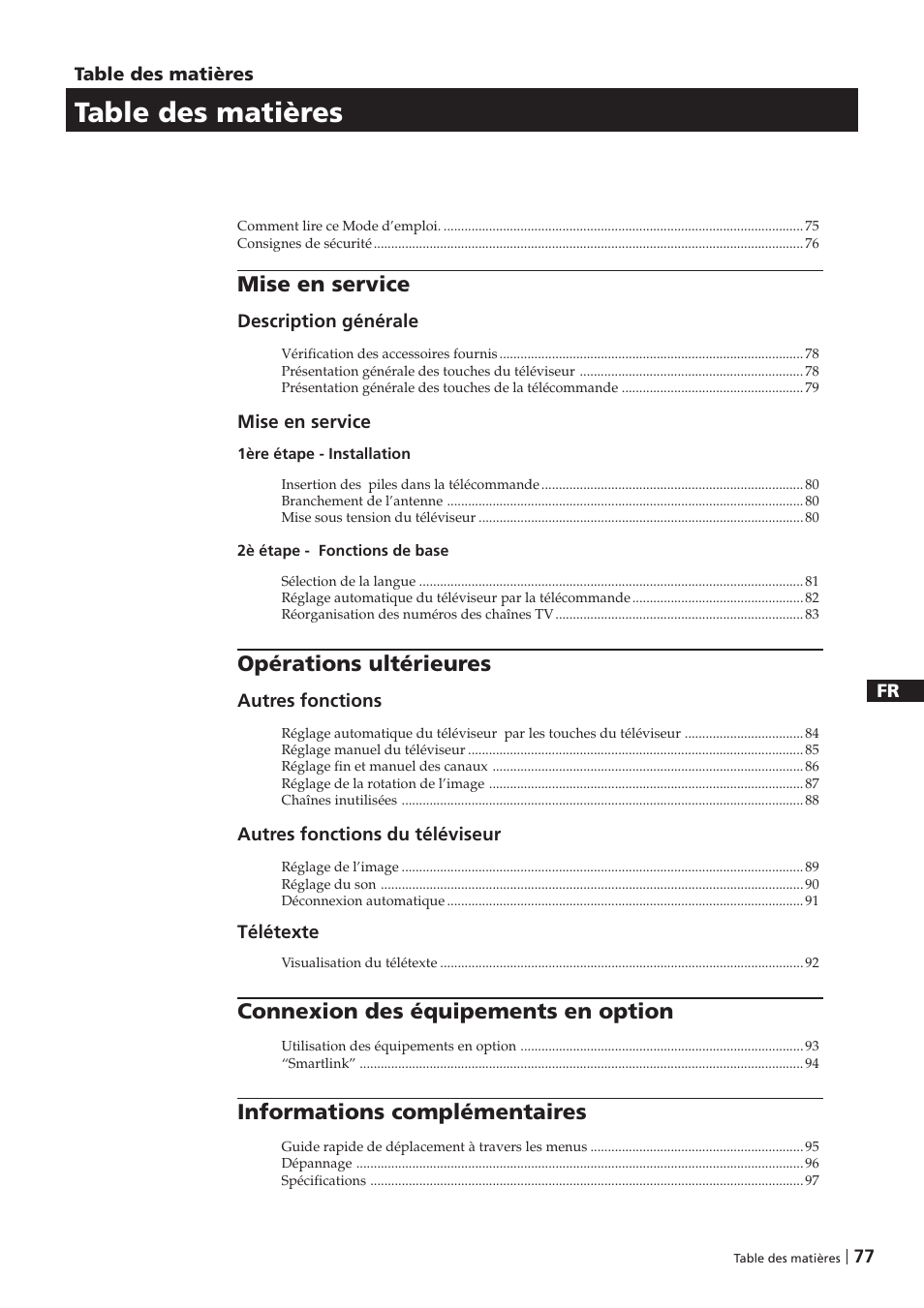 Sony KV-29FX201D User Manual | Page 77 / 98