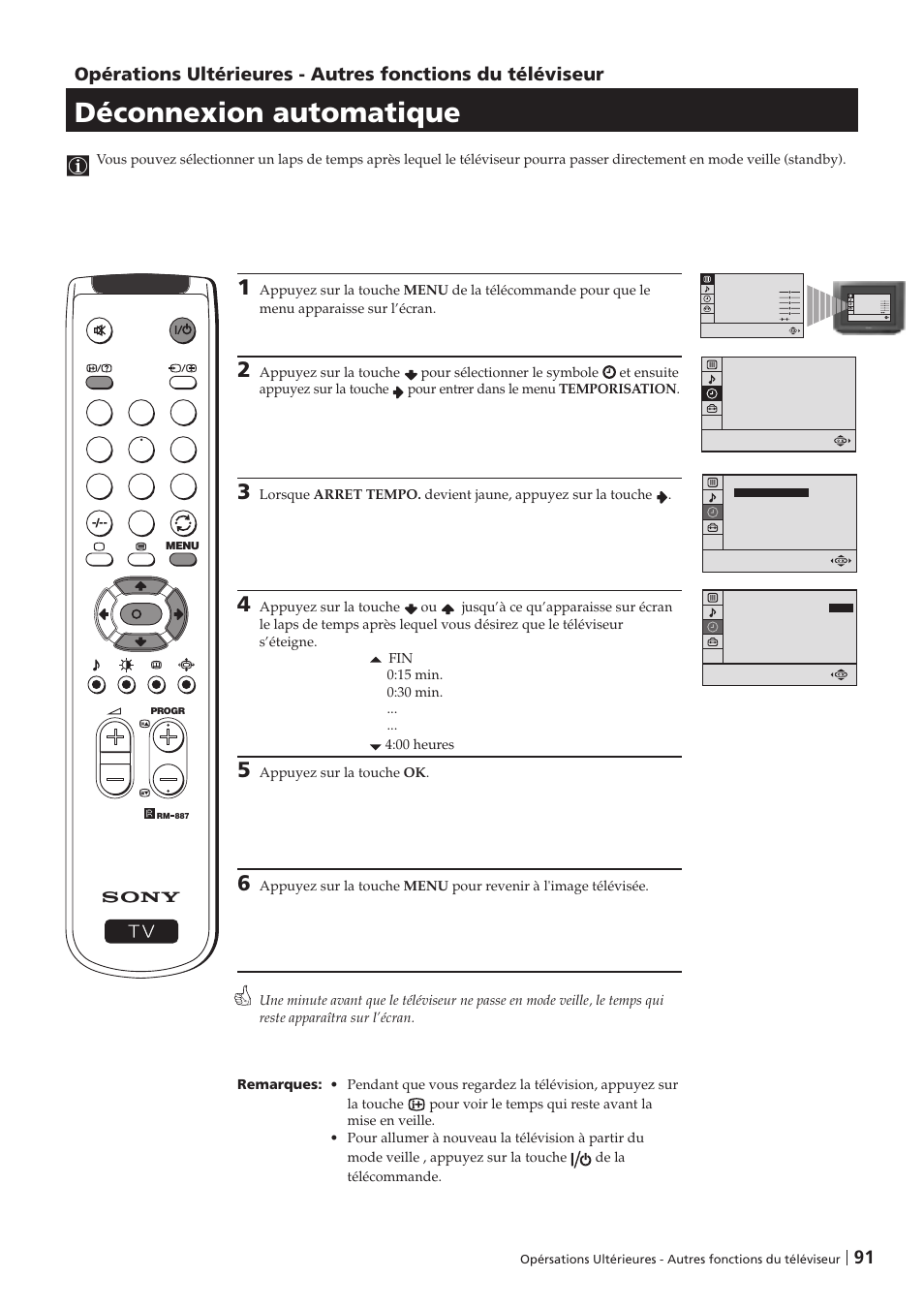 Déconnexion automatique | Sony KV-29FX201D User Manual | Page 91 / 98