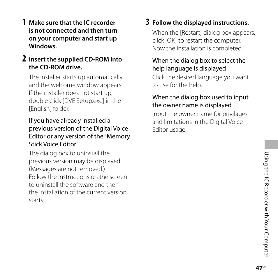 Sony IC RECORDER ICD-P530F User Manual | Page 47 / 60