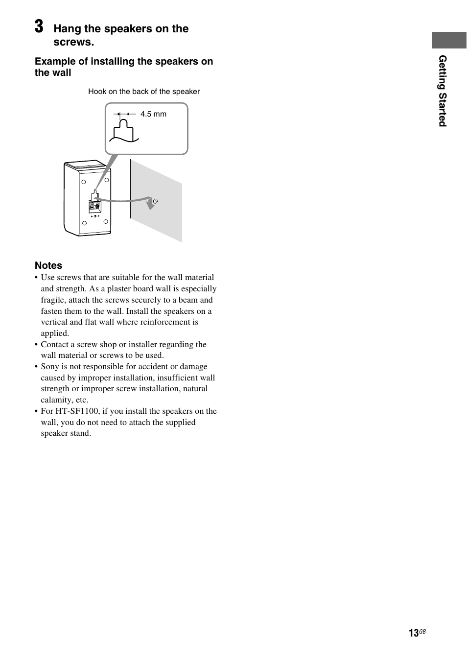 Sony HT-SF1100 User Manual | Page 13 / 60