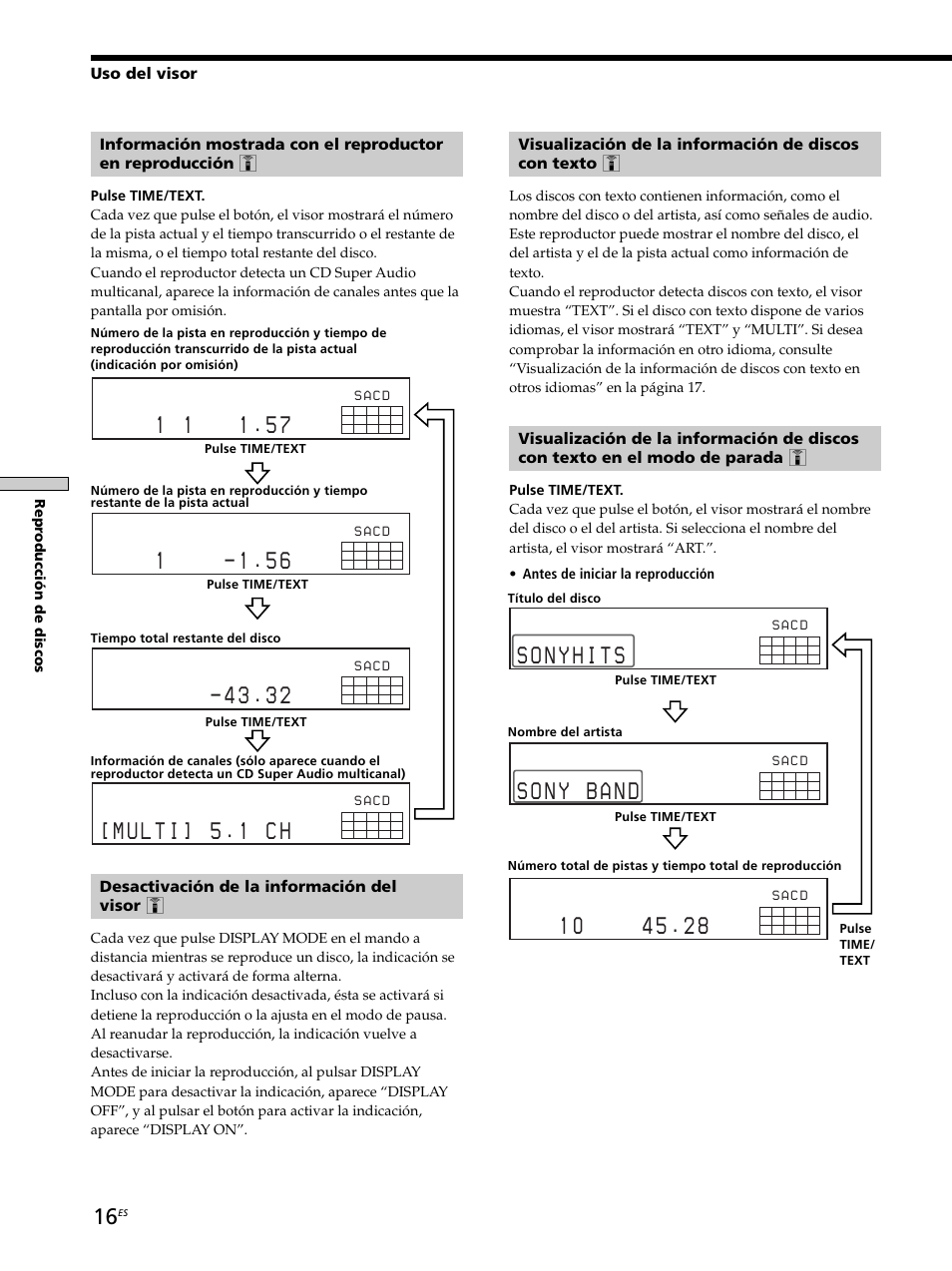 Desactivación de la información del visor z, Uso del visor, Repr oducción de discos | Sony SCD-XB770 User Manual | Page 100 / 112