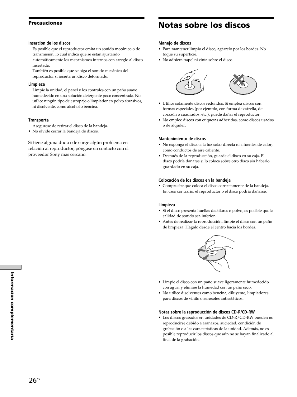Notas sobre los discos | Sony SCD-XB770 User Manual | Page 110 / 112