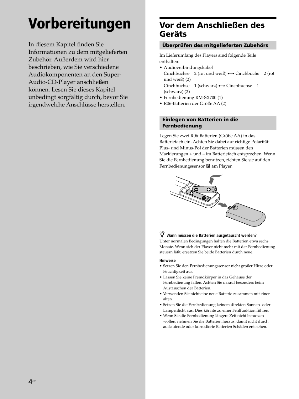 Vorbereitungen, Vor dem anschließen des geräts | Sony SCD-XB770 User Manual | Page 60 / 112