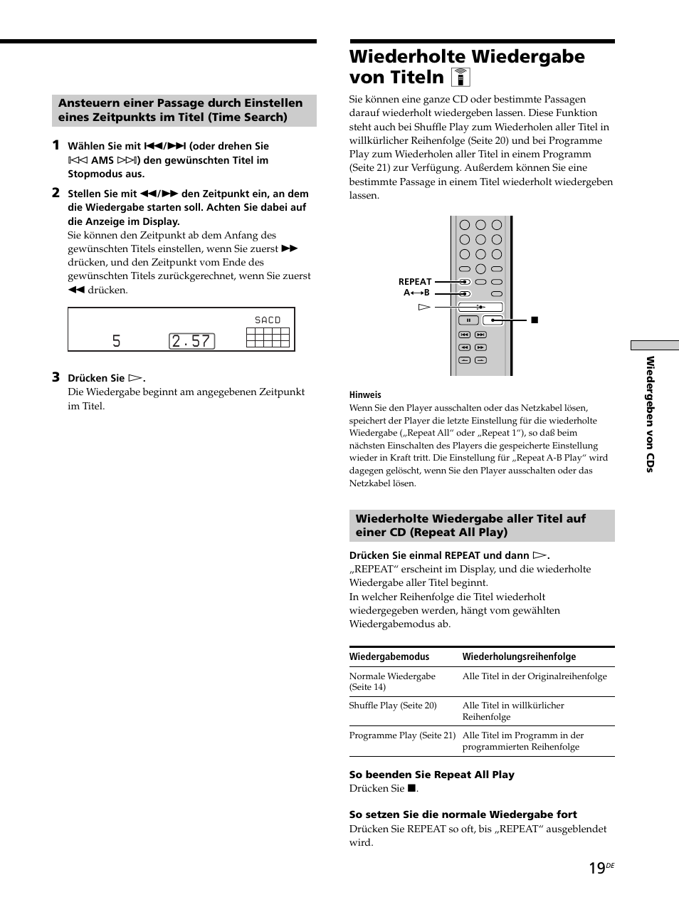 Wiederholte wiedergabe von titeln z | Sony SCD-XB770 User Manual | Page 75 / 112