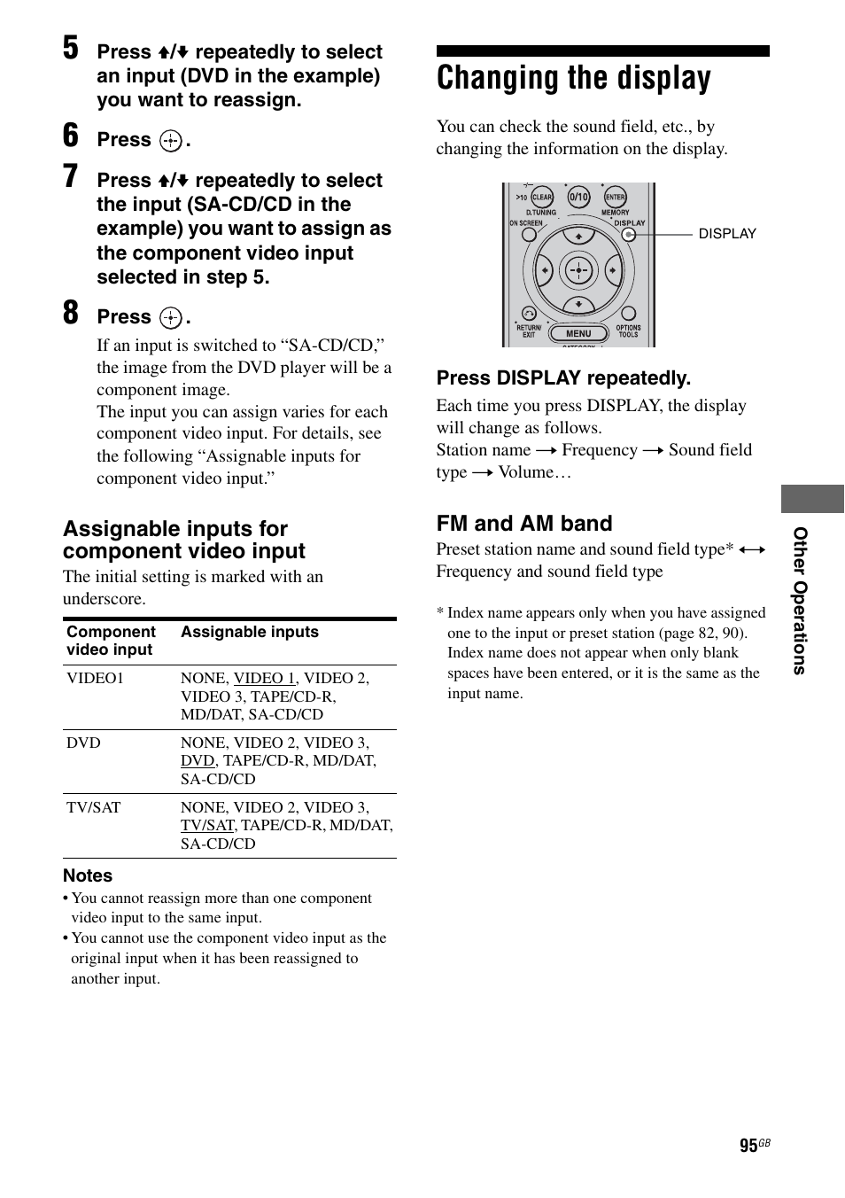 Changing the display, E 95) | Sony STR-DG1000 User Manual | Page 95 / 123