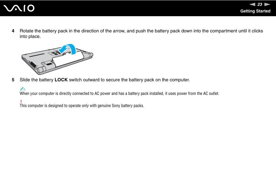 Sony VAIO VGN-FW200 User Manual | Page 23 / 186