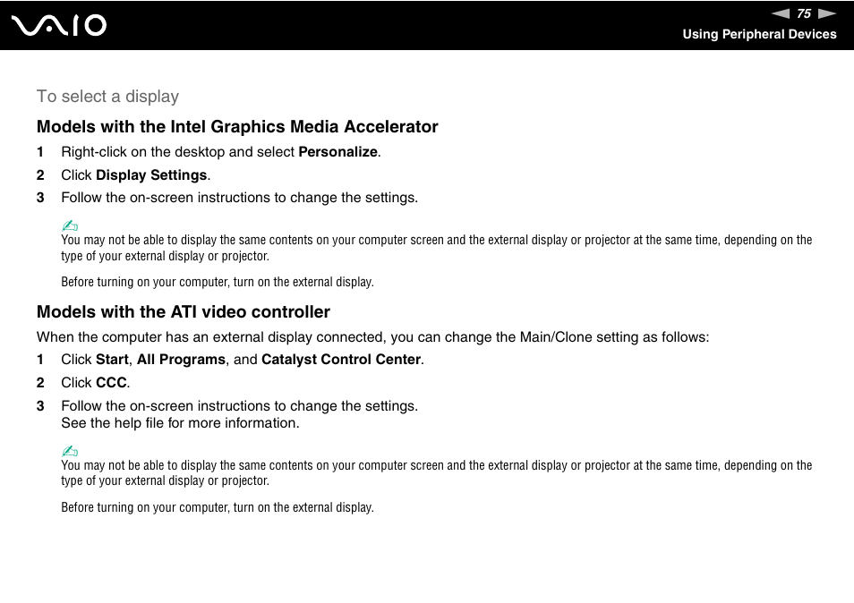 Sony VAIO VGN-FW200 User Manual | Page 75 / 186