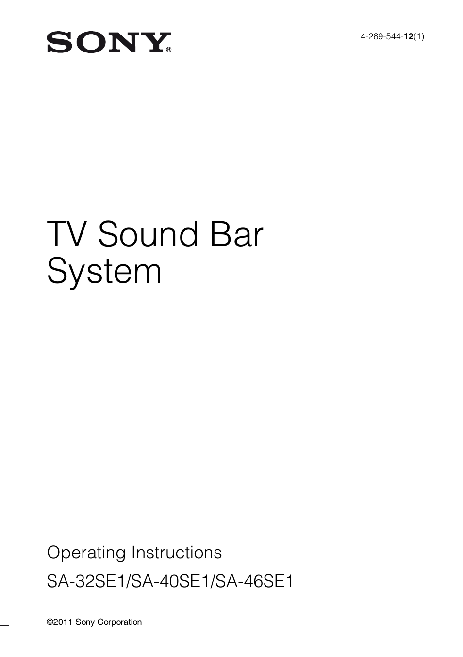 Sony SA-46SE1 User Manual | 20 pages