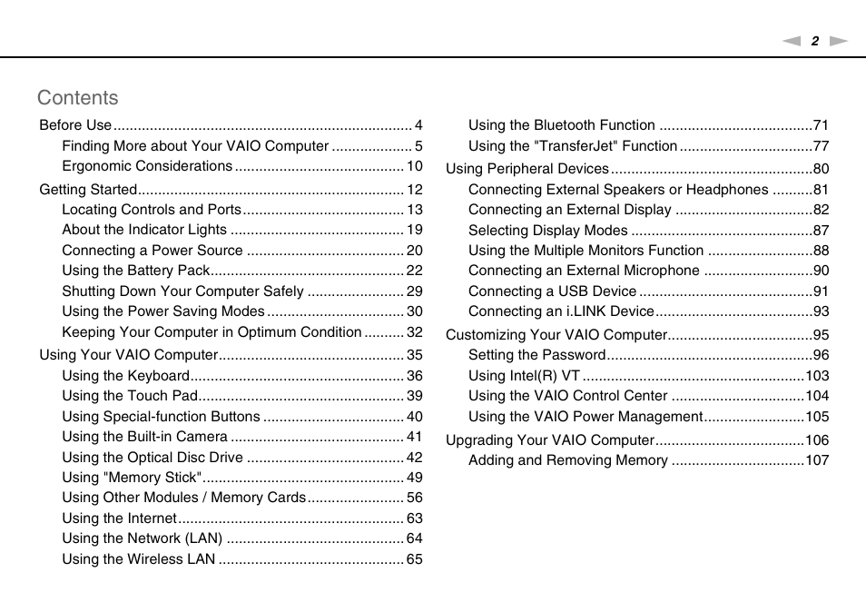 Sony VAIO VPCF13 User Manual | Page 2 / 178