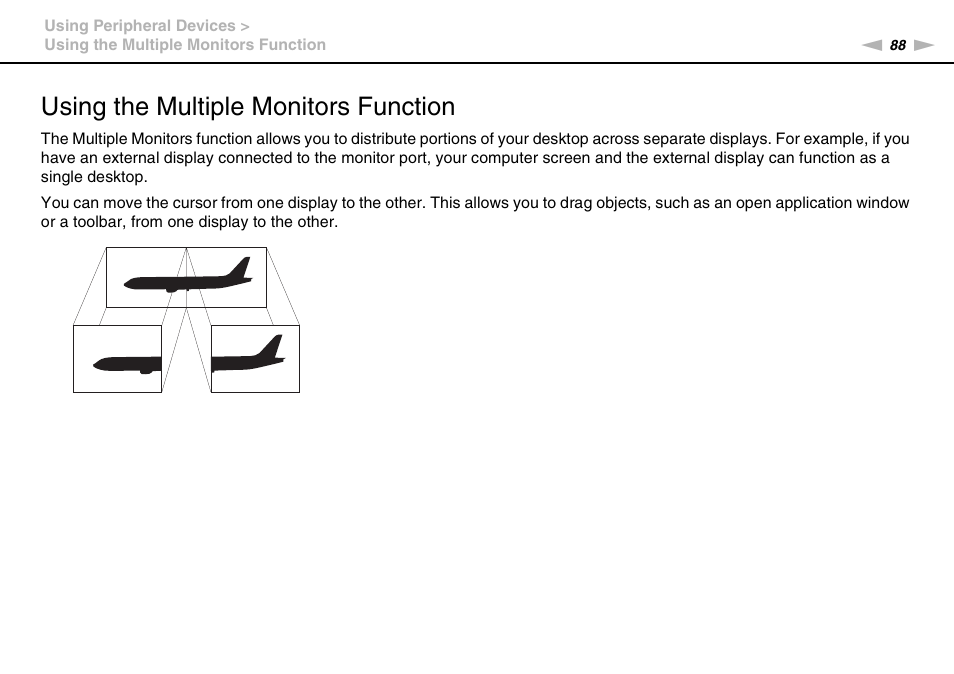 Using the multiple monitors function | Sony VAIO VPCF13 User Manual | Page 88 / 178