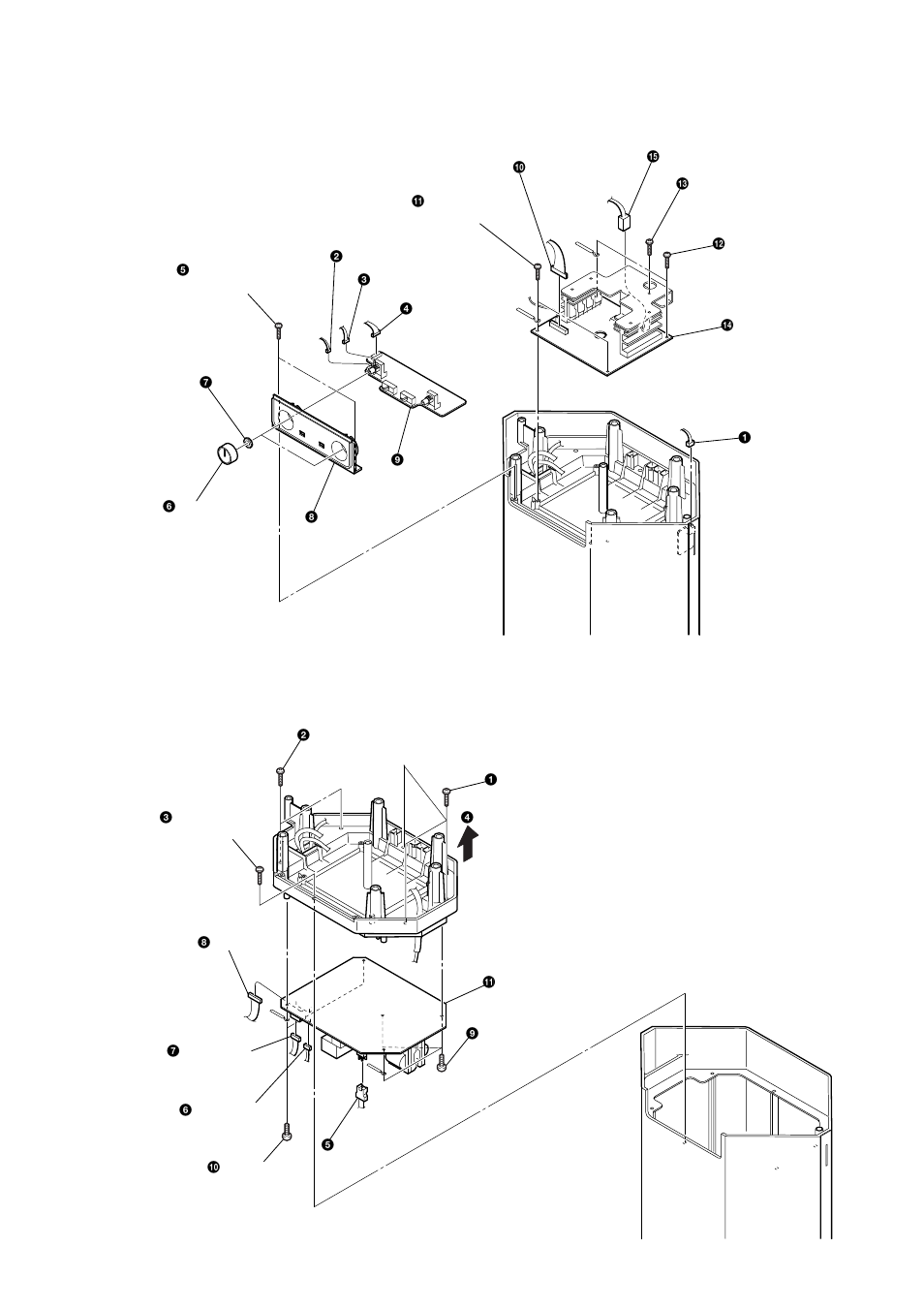 Amp board, filter board, Power board | Sony SA-WFT7 User Manual | Page 7 / 48