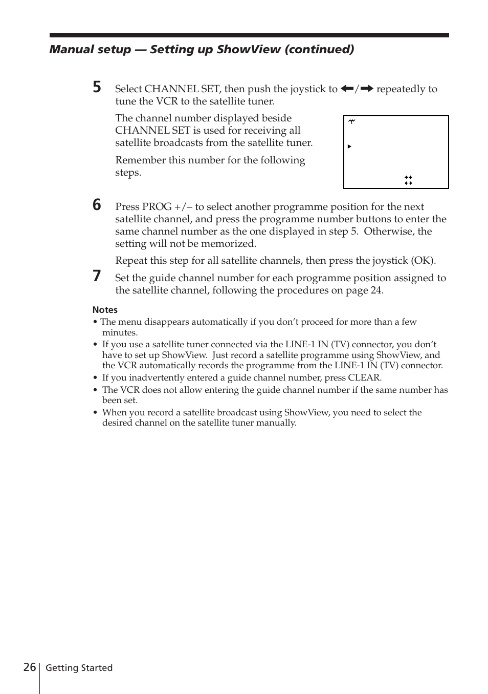 Manual setup — setting up showview (continued) | Sony SLV-E780EN/EG User Manual | Page 26 / 72
