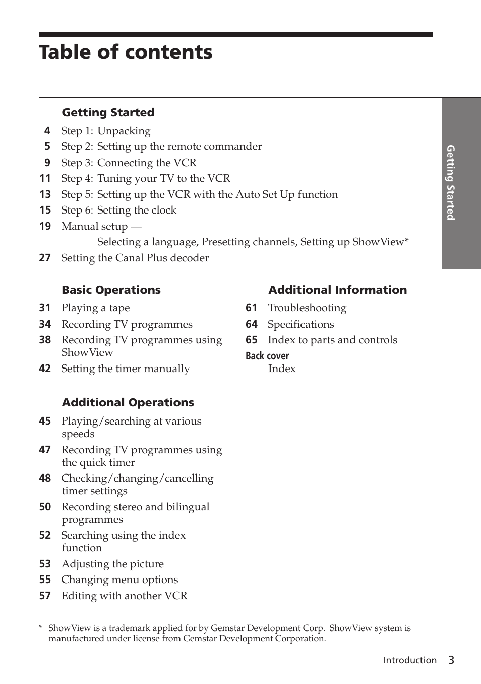 Sony SLV-E780EN/EG User Manual | Page 3 / 72