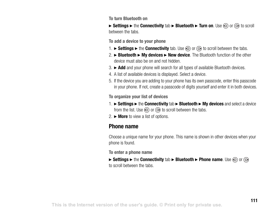 Phone name | Sony V600 User Manual | Page 111 / 174