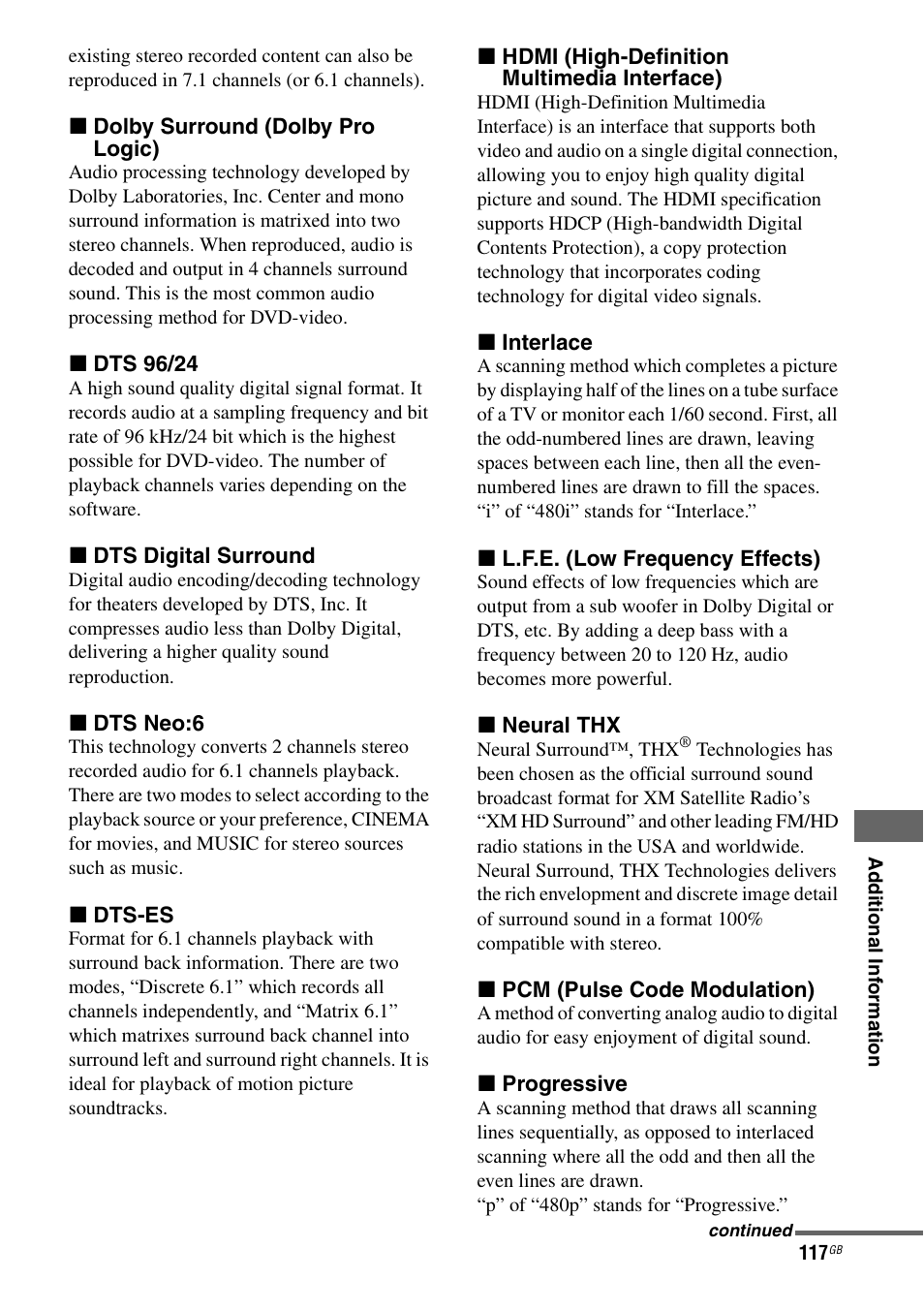 Sony STR-DG1100 User Manual | Page 117 / 130