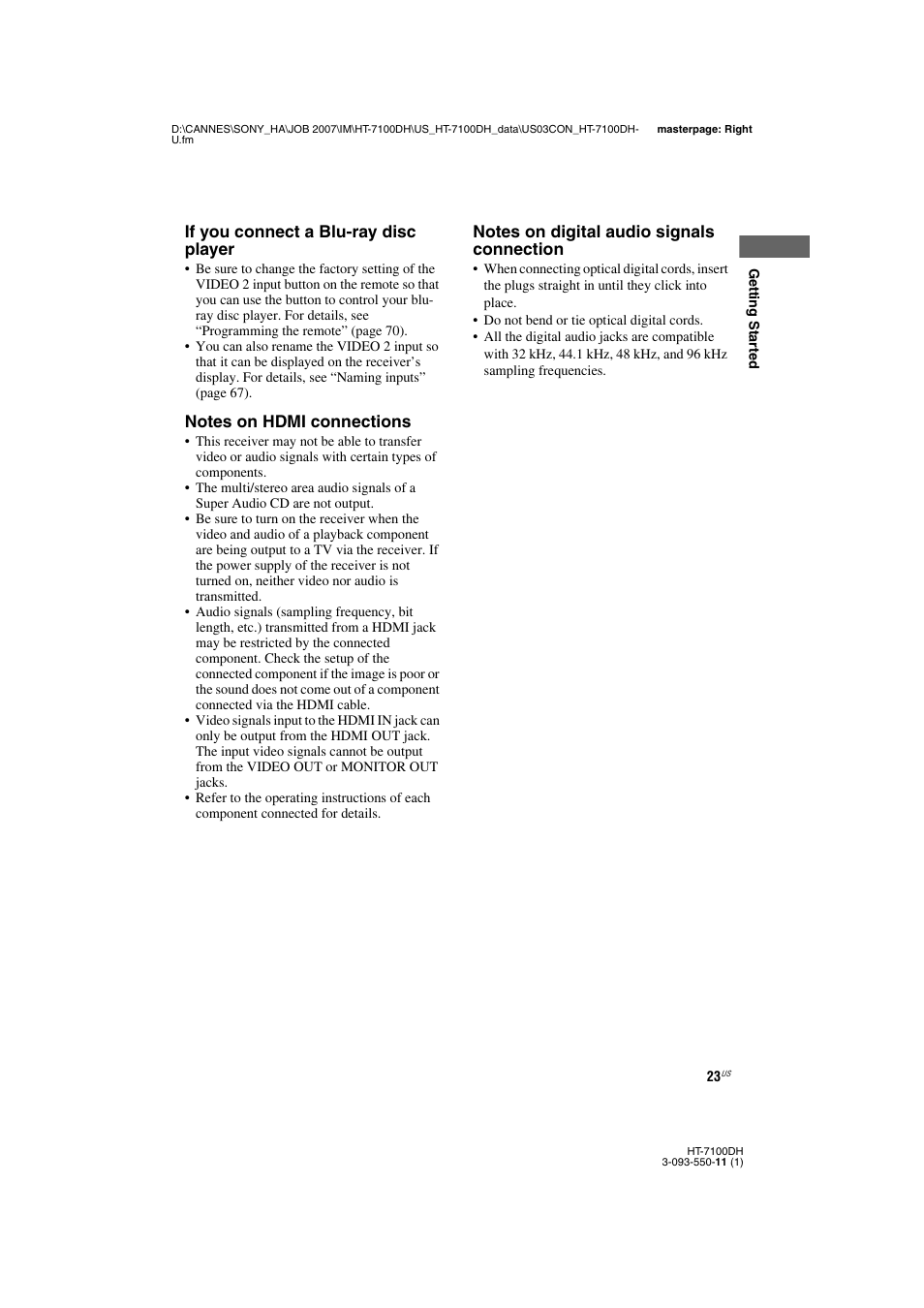Sony HT-7100DH User Manual | Page 23 / 84