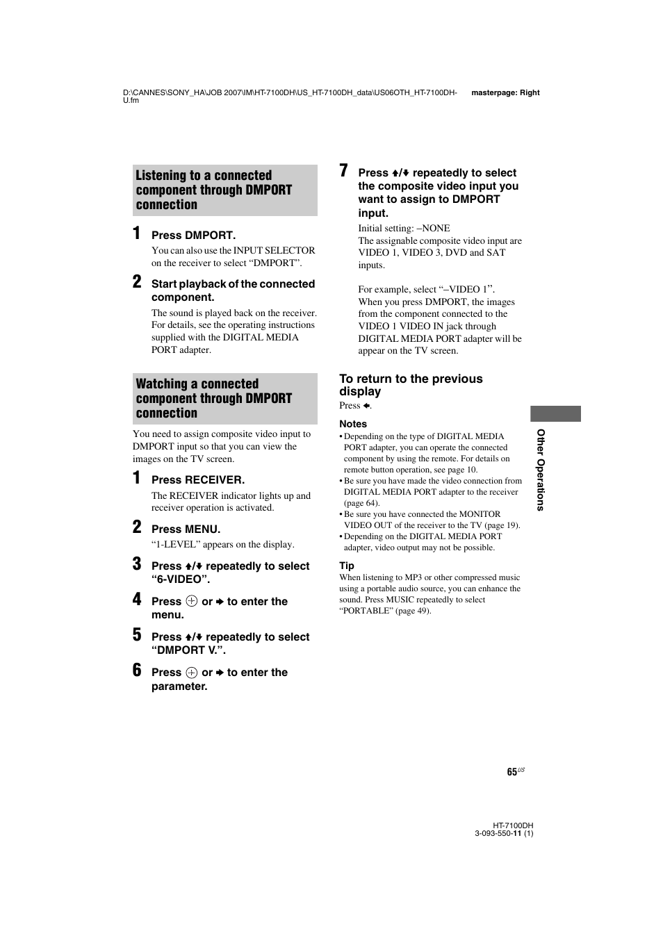 Sony HT-7100DH User Manual | Page 65 / 84