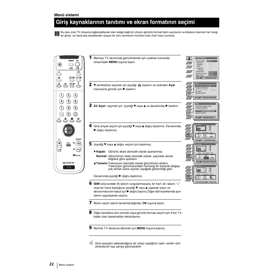 Menü sistemi | Sony Grand Wega KF-50SX100 User Manual | Page 217 / 230