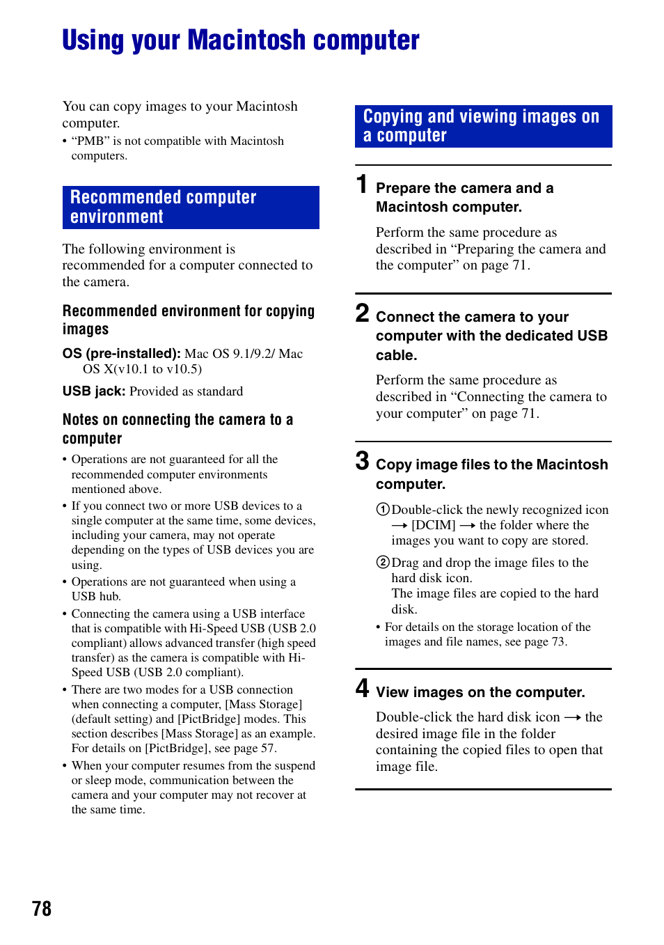 Using your macintosh computer | Sony Cyber-shot 4-121-439-11(1) User Manual | Page 78 / 107