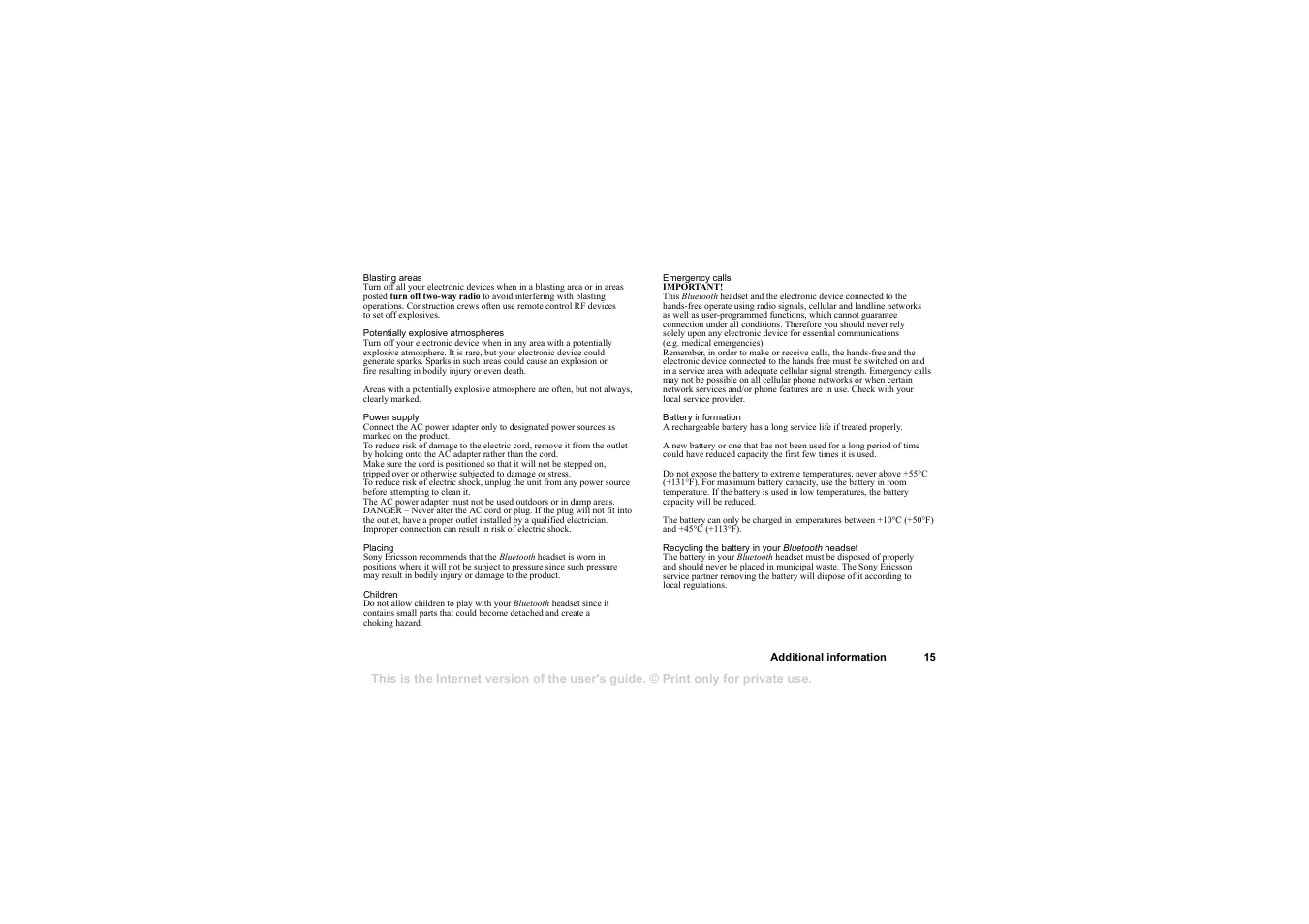 Sony HBH-65 User Manual | Page 15 / 95