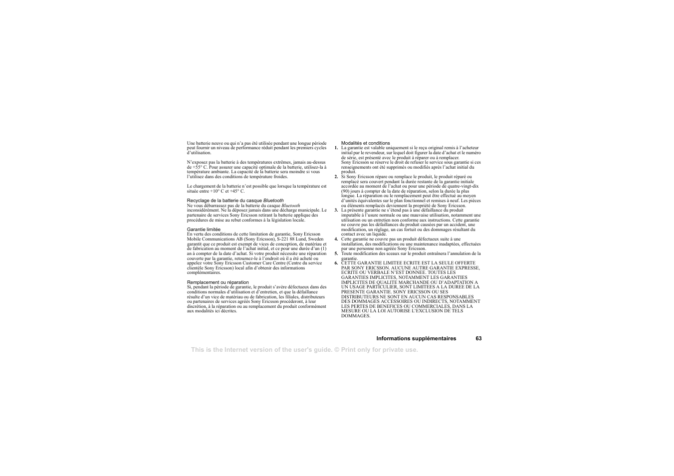 Sony HBH-65 User Manual | Page 63 / 95