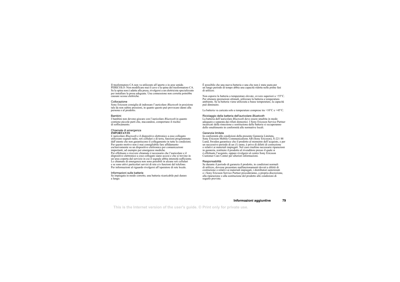 Sony HBH-65 User Manual | Page 79 / 95